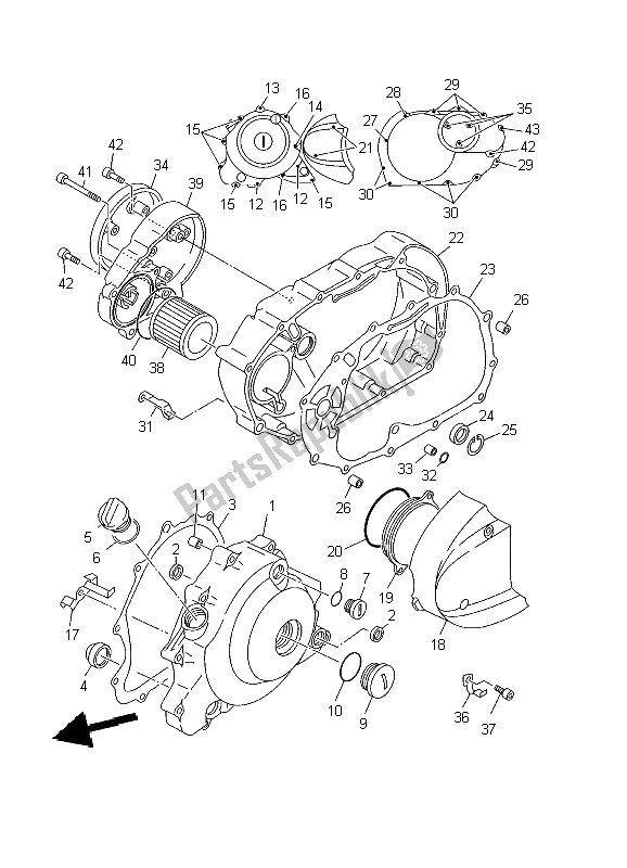 All parts for the Crankcase Cover 1 of the Yamaha XVS 650A Dragstar Classic 2002