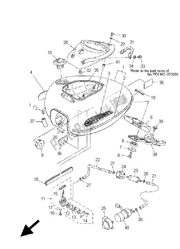 Toutes les pièces pour le Réservoir D'essence du Yamaha XVS 1100A Dragstar Classic 2001