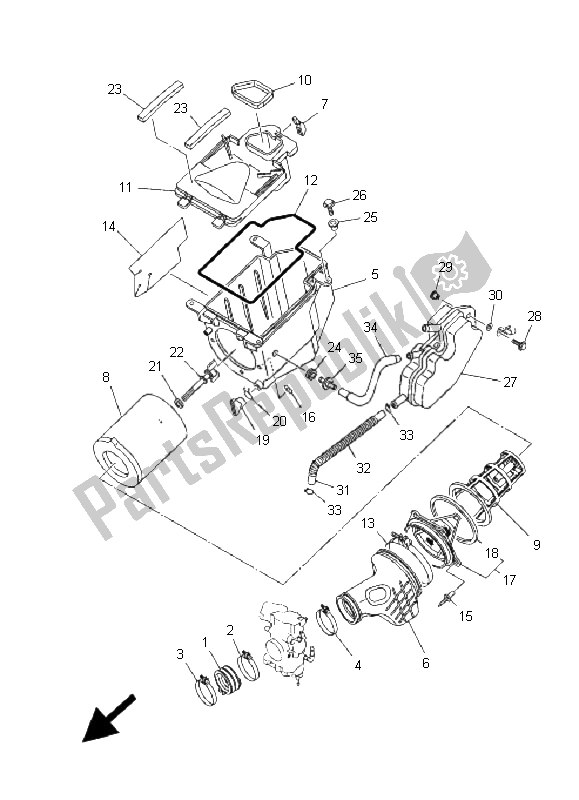 Alle onderdelen voor de Inname van de Yamaha YFZ 450 2009