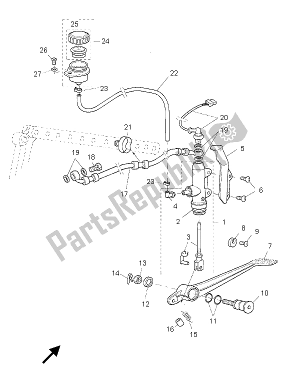 All parts for the Rear Master Cylinder of the Yamaha BT 1100 Bulldog 2005