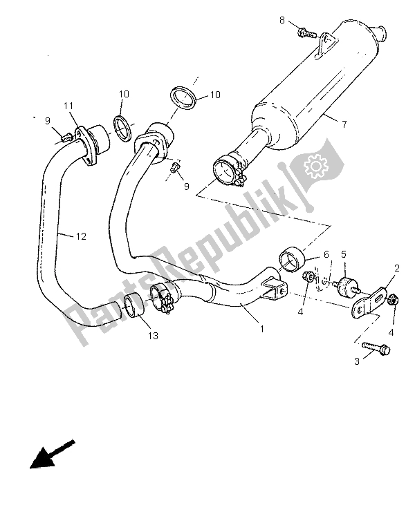 Tutte le parti per il Scarico del Yamaha SZR 660 1997