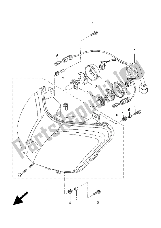 Alle onderdelen voor de Koplamp van de Yamaha VP 300 Versity 2005