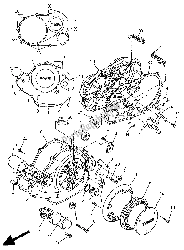 Wszystkie części do Pokrywa Skrzyni Korbowej 1 Yamaha XV 1100 Virago 1997