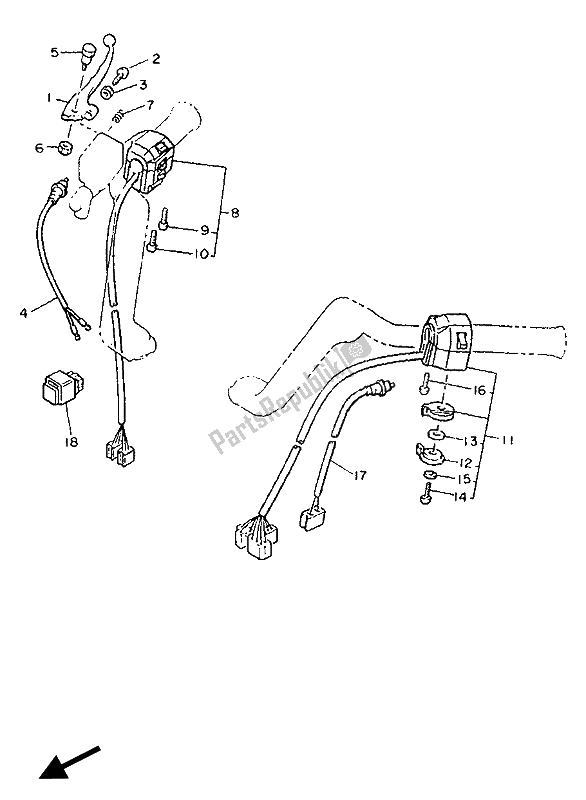 Toutes les pièces pour le Interrupteur Et Levier De Poignée du Yamaha XVZ 13 TD Venture Royal 1300 1990