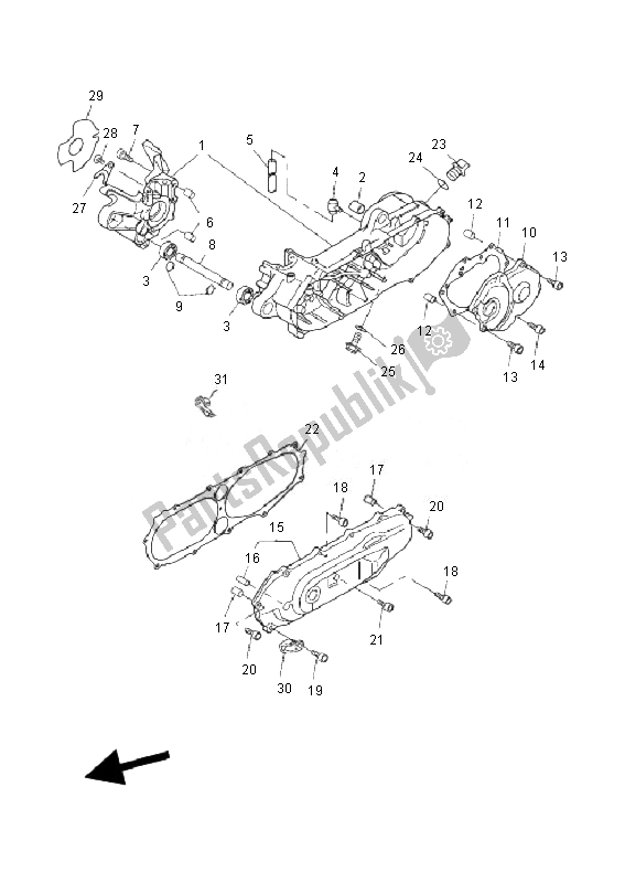 All parts for the Crankcase of the Yamaha CW 50L BWS 2010