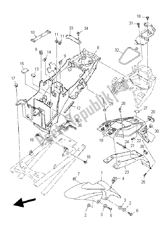 Alle onderdelen voor de Spatbord van de Yamaha XJ6S 600 2011