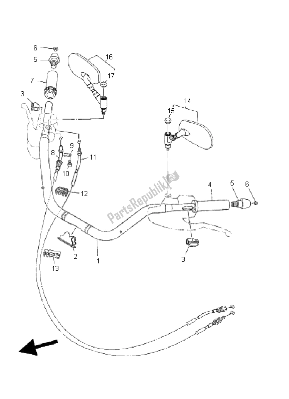 All parts for the Steering Handle & Cable of the Yamaha XV 1900A 2011