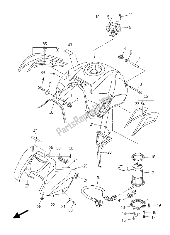 Tutte le parti per il Serbatoio Di Carburante del Yamaha FZ8 S 800 2015