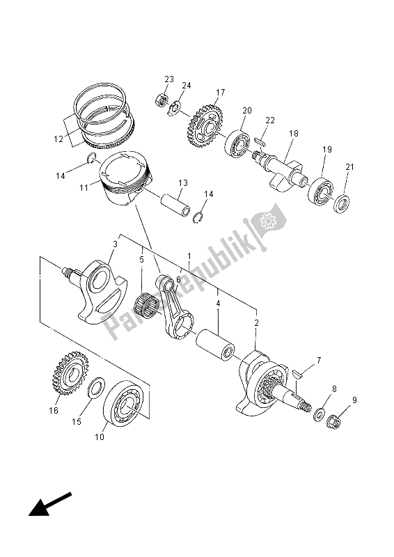 All parts for the Crankshaft & Piston of the Yamaha XT 660 ZA Tenere 2015