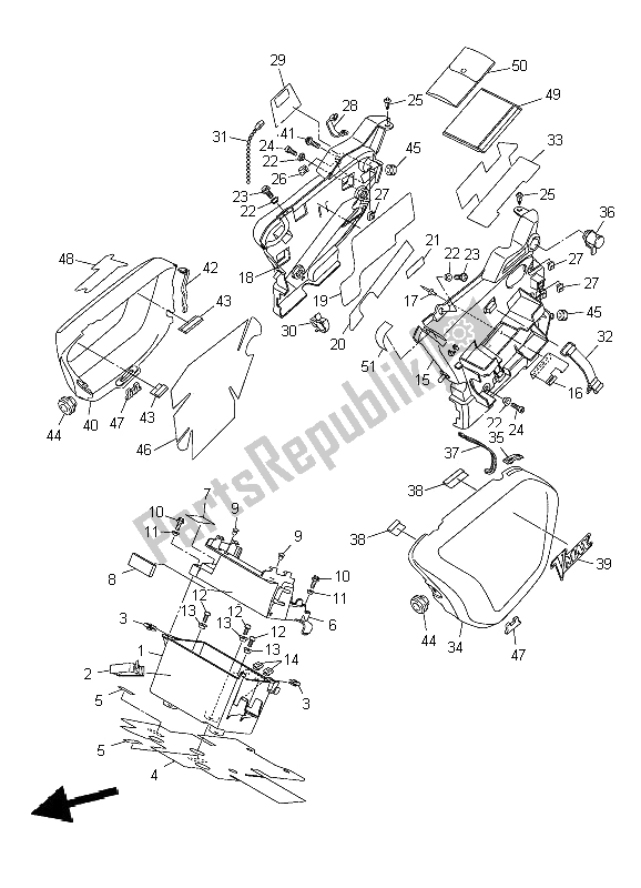 All parts for the Side Cover 2 of the Yamaha VMX 17 1700 2009