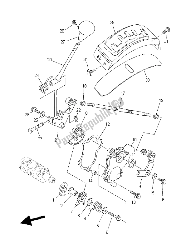 All parts for the Shift Shaft of the Yamaha YFM 550 Fwad Dpbse Grizzly 4X4 2014