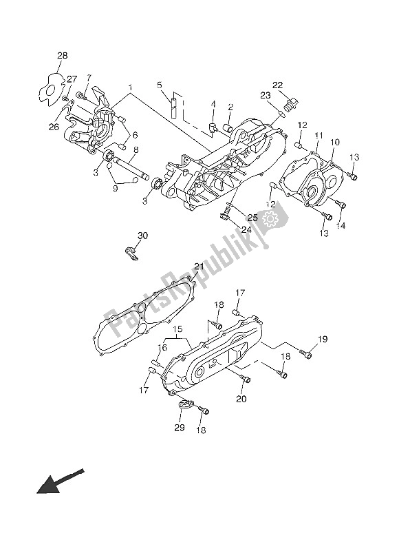 All parts for the Crankcase of the Yamaha CW 50N 2016