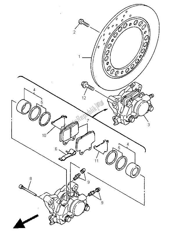 Tutte le parti per il Pinza Freno Posteriore del Yamaha FZS 600 1998