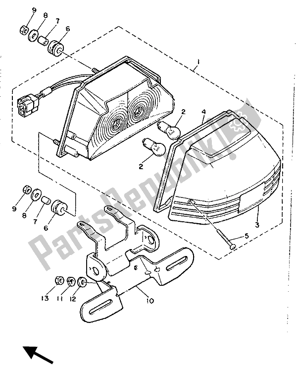 Toutes les pièces pour le Feu Arrière du Yamaha XJ 600 1990