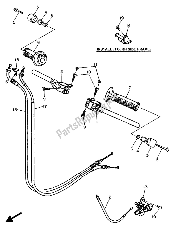 Todas las partes para Manija De Dirección Y Cable de Yamaha FZR 1000 1987