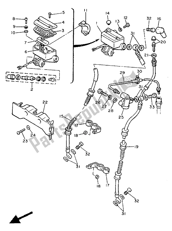 Toutes les pièces pour le Maître-cylindre Avant du Yamaha XVZ 13 TD Venture Royal 1300 1991