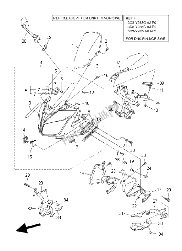 Tutte le parti per il Cowling 1 del Yamaha FZ1 S Fazer 1000 2009