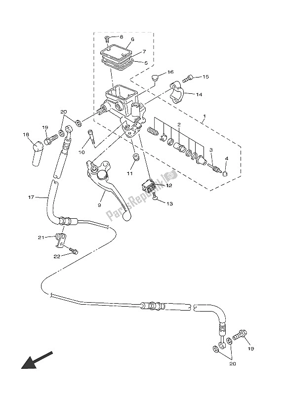 All parts for the Front Master Cylinder 2 of the Yamaha FJR 1300 PA 2016