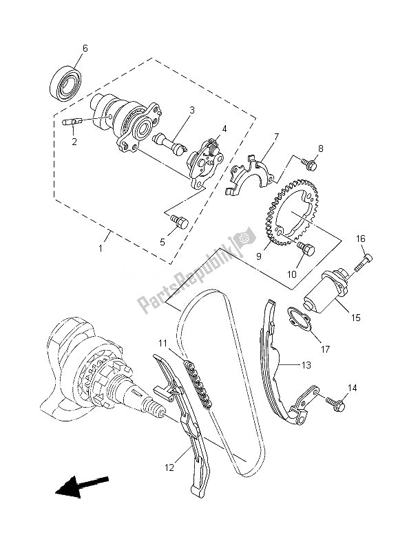 All parts for the Camshaft & Chain of the Yamaha YFM 700F Grizzly SE 2010