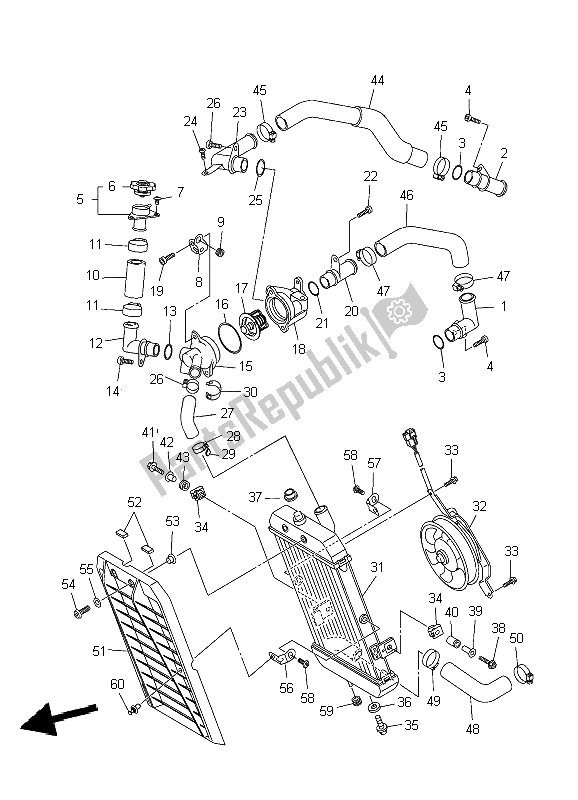 Toutes les pièces pour le Tuyau De Radiateur du Yamaha XVS 1300A 2007