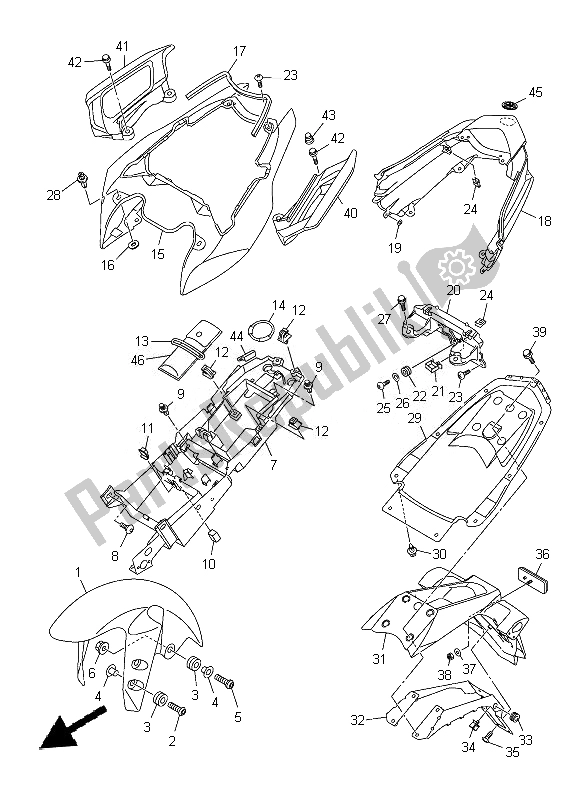 Tutte le parti per il Parafango del Yamaha FZ8 S 800 2014