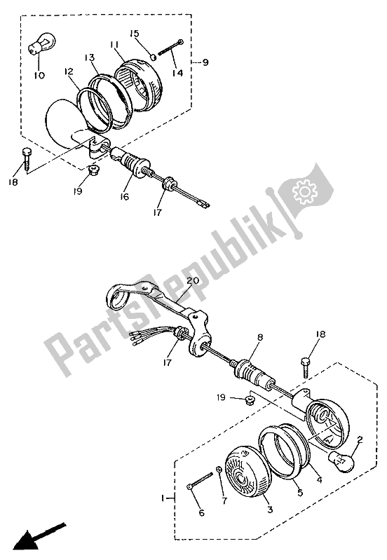 Toutes les pièces pour le Lumière Clignotante du Yamaha XV 1100 Virago 1991