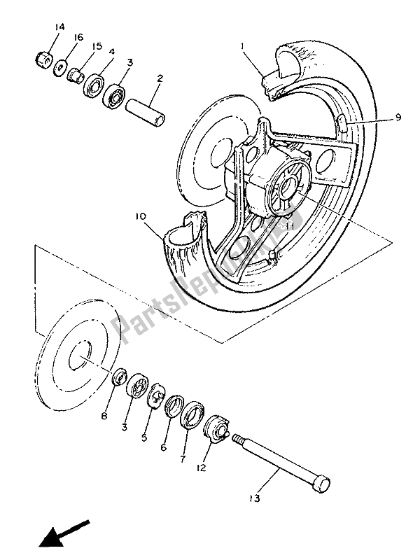 Toutes les pièces pour le Roue Avant du Yamaha XJ 900 1986