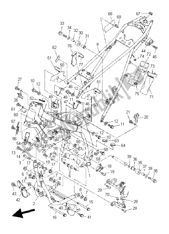 All parts for the Frame of the Yamaha WR 250R 2011