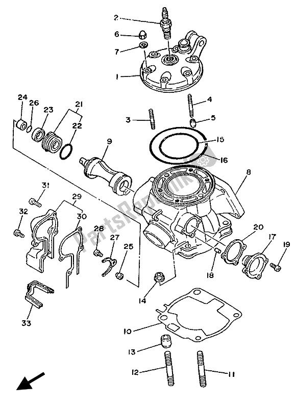 Toutes les pièces pour le Culasse du Yamaha YZ 250 1989