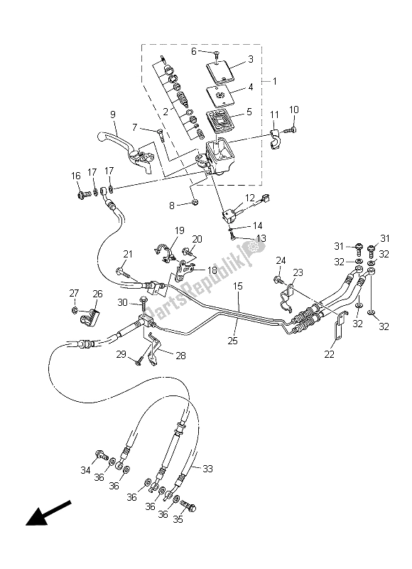 All parts for the Front Master Cylinder of the Yamaha XT 1200 ZE 2015