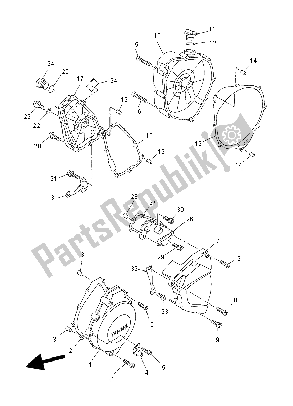 Wszystkie części do Pokrywa Skrzyni Korbowej 1 Yamaha YZF R1 1000 2002