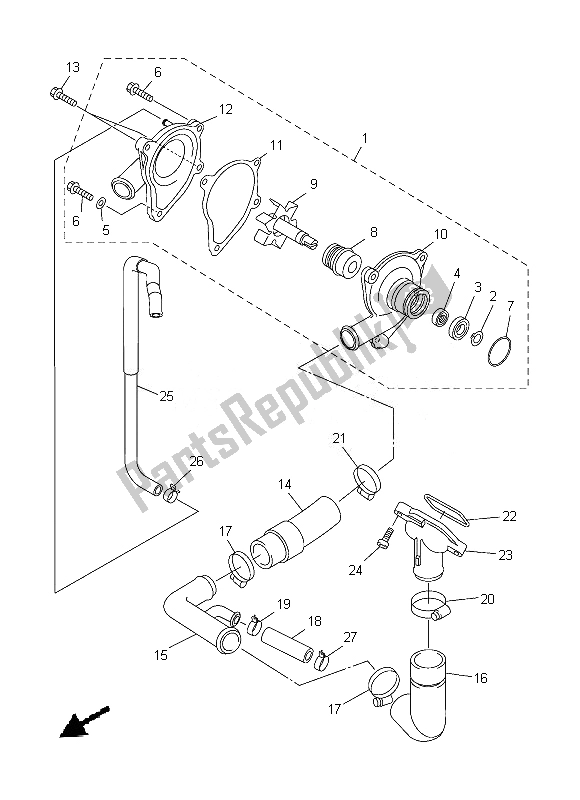 All parts for the Water Pump of the Yamaha YZF R6 600 2013