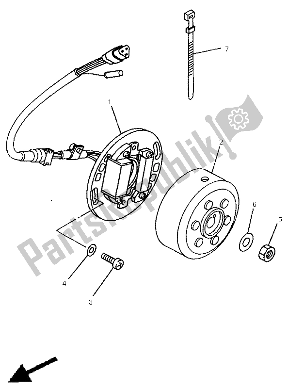 All parts for the Generator of the Yamaha YZ 80 LW 1999