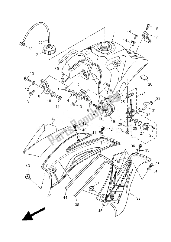 Todas as partes de Tanque De Combustível do Yamaha TT R 125 LW 2013
