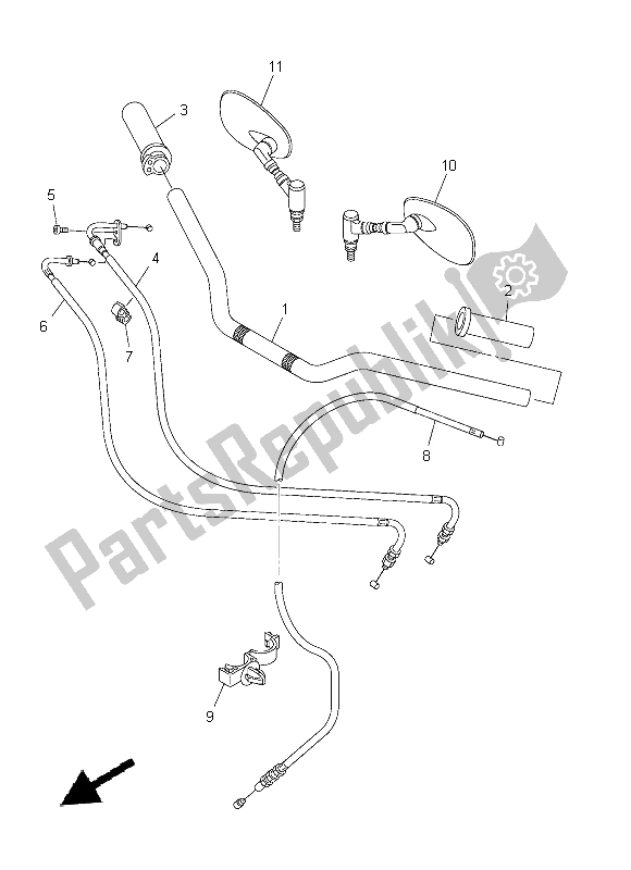 All parts for the Steering Handle & Cable of the Yamaha XVS 950 CU 2014