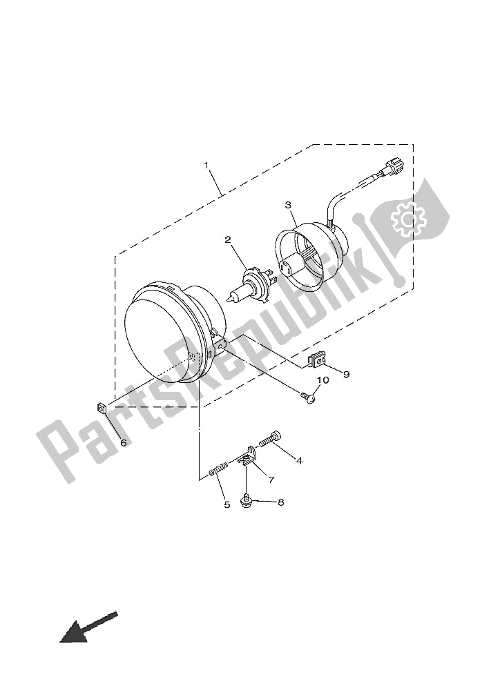 All parts for the Headlight of the Yamaha YXE 700 ES 2016