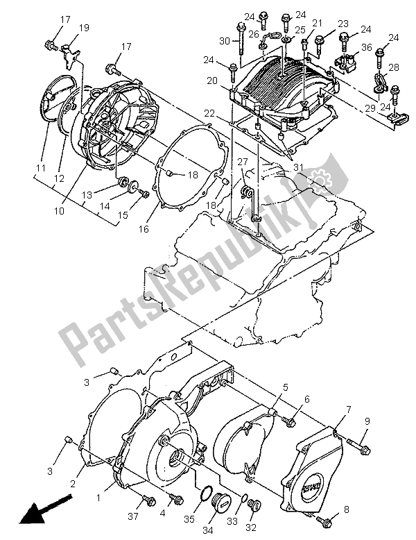 All parts for the Crankcase Cover 1 of the Yamaha XTZ 750 Super Tenere 1995