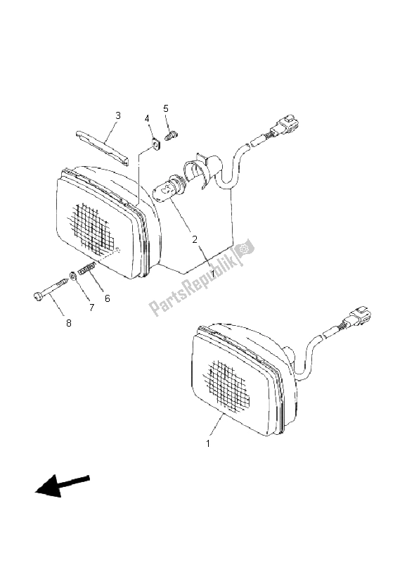 All parts for the Headlight of the Yamaha YFM 250 Bear Tracker 2X4 2004
