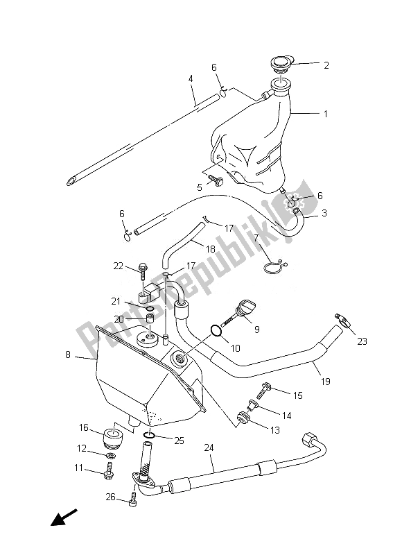 All parts for the Oil Tank of the Yamaha YFM 700 Rsed 2013