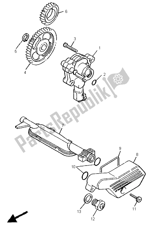 All parts for the Oil Pump of the Yamaha XV 535 S Virago 1996