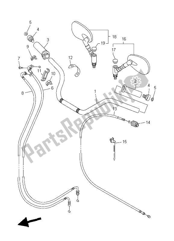 All parts for the Steering Handle & Cable of the Yamaha XVS 1300A Midnight Star 2009
