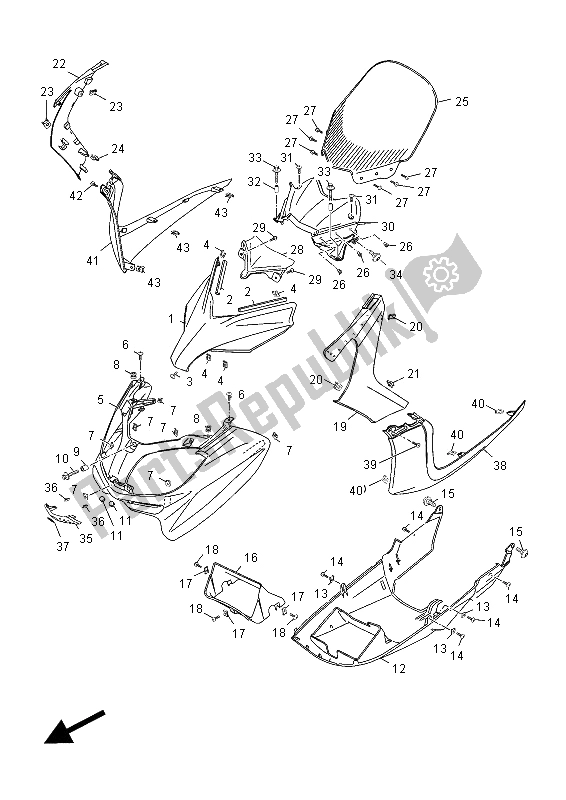 Tutte le parti per il Parabrezza del Yamaha YP 125R X MAX 2012