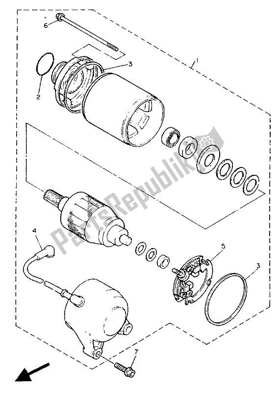 Toutes les pièces pour le Demarreur du Yamaha FZR 1000 1991