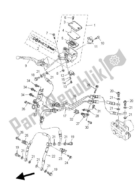 Todas las partes para Cilindro Maestro Delantero de Yamaha TDM 900A 2008