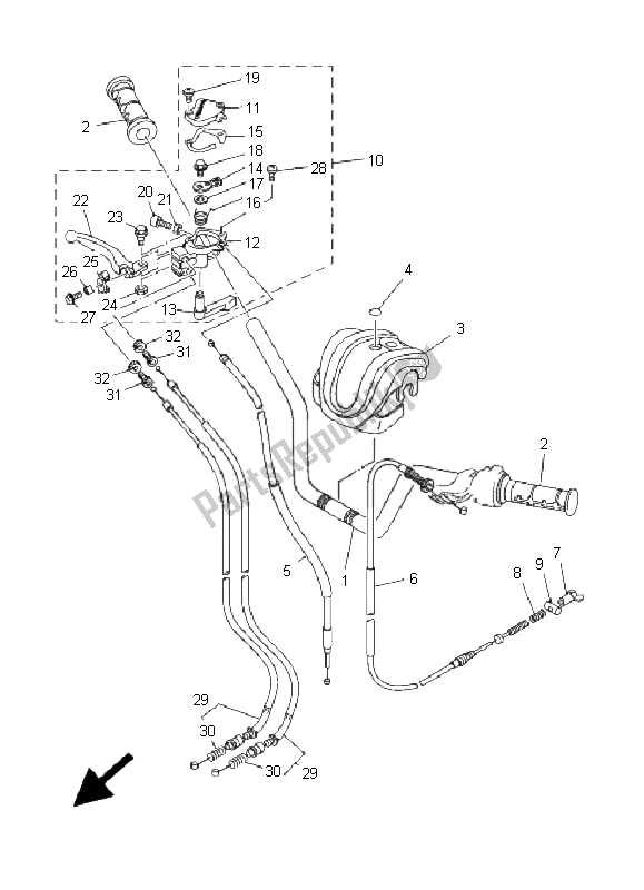 Todas las partes para Manija De Dirección Y Cable de Yamaha YFM 80R 2008