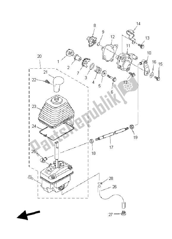 All parts for the Shift Shaft of the Yamaha YFM 450F Grizzly EPS 2011