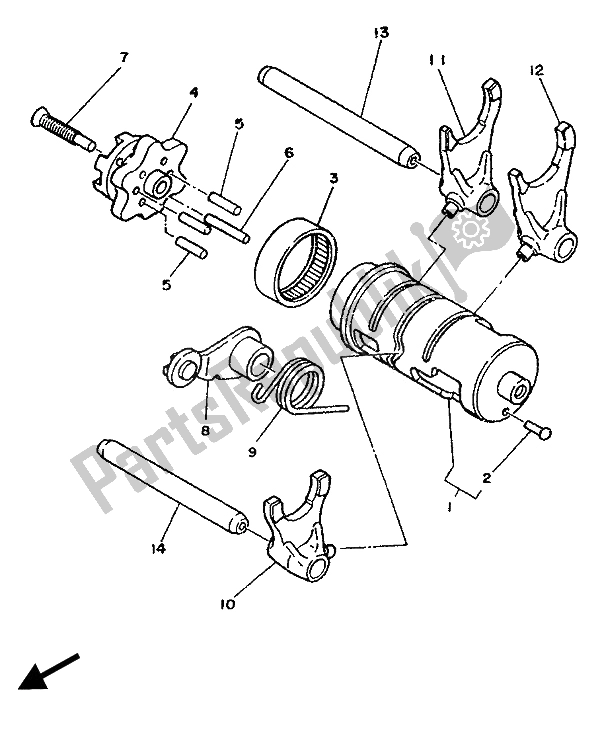 Todas as partes de Shift Cam E Garfo do Yamaha TW 200E 1989