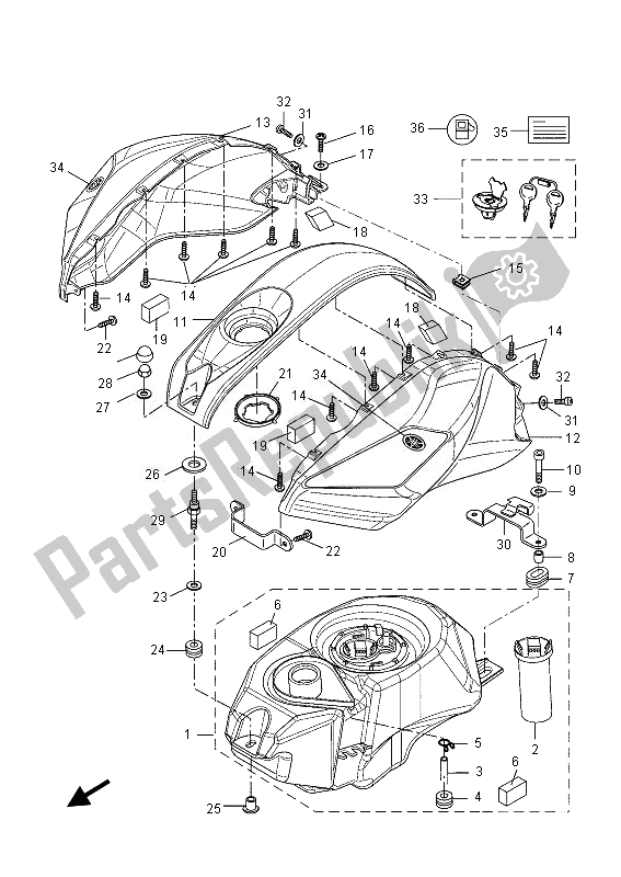 Wszystkie części do Zbiornik Paliwa Yamaha YZF R 125 2013