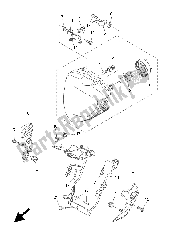 Wszystkie części do Reflektor Yamaha FZ6 N 600 2005