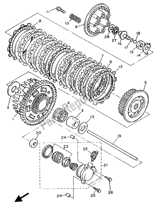 Toutes les pièces pour le Embrayage du Yamaha FZR 1000 1993